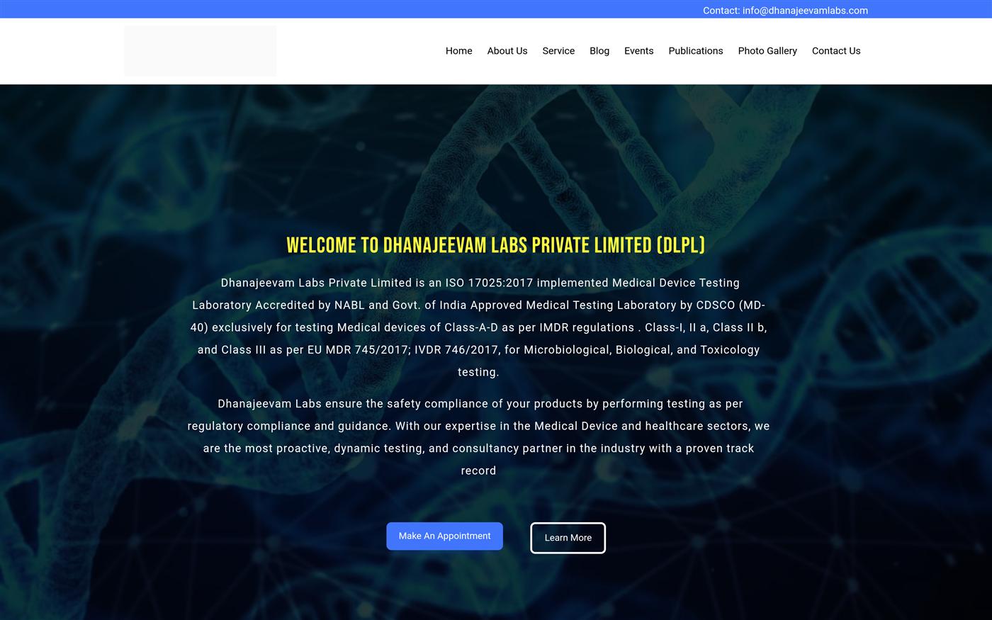 Dhanajeeva ML Labs corporate homepage